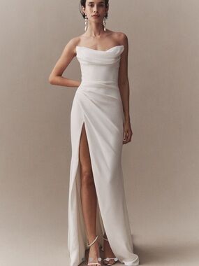 Besa - Riley Strapless Draped Wedding Gown - Size US 16 UK 20